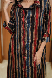 Rustic Black Hand Embroidered Cotton Kurta