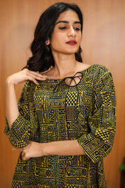 Rustic Green Hand Embroidered Cotton Kurta