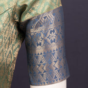 Moss Mist Green Kanjivaram Silk Blouse With Gold Zari  10076602