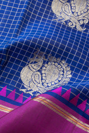 MS Blue Handloom Kanjivaram Soft Silk Saree 10065004