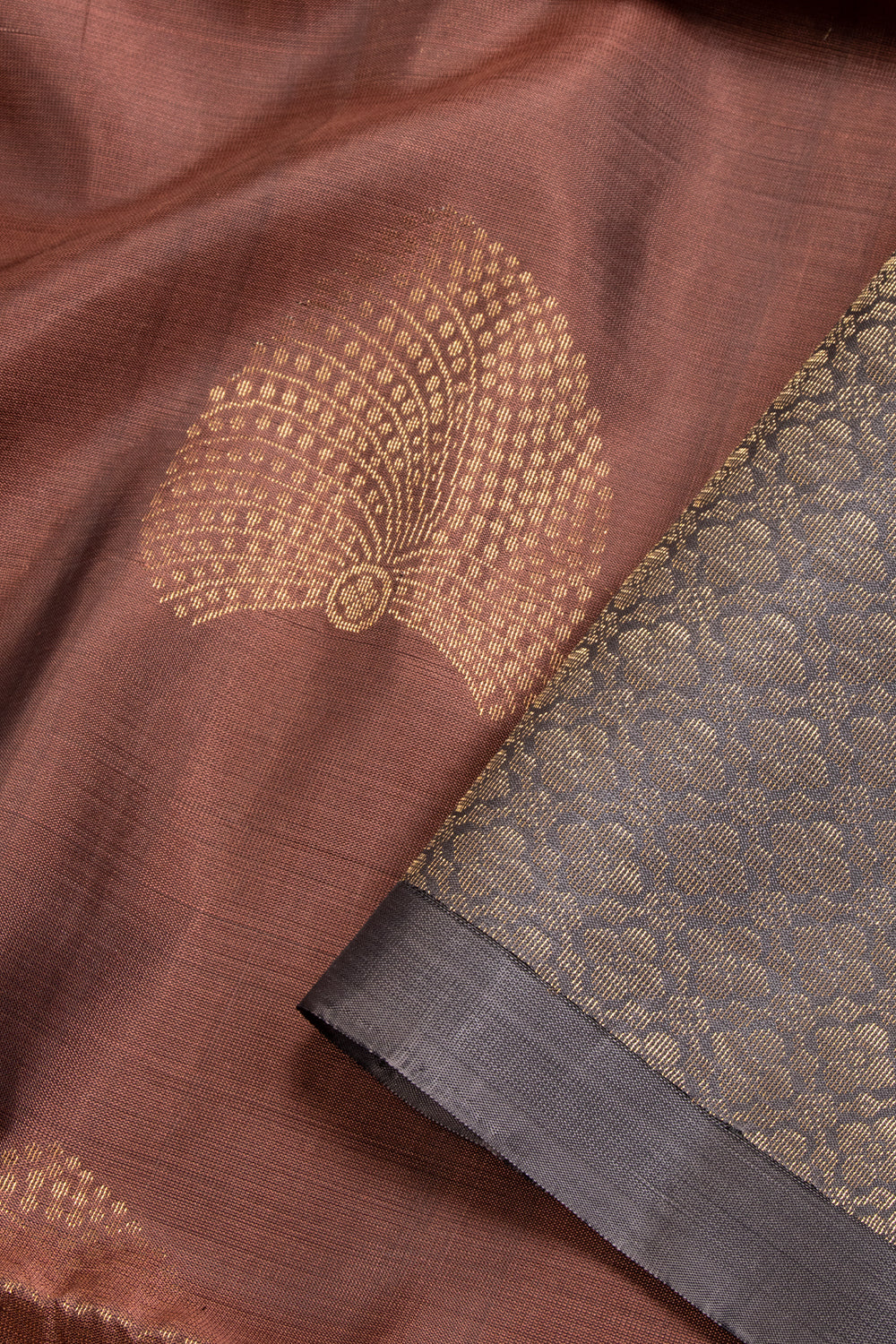 Metallic Brown Kanjivaram Soft Silk Saree 10069204 - Avishya