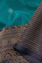 Dark Teal Blue Kanjivaram Soft Silk Saree 10069226 - Avishya