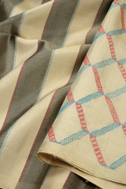 Beige Handloom Kanjivaram Soft Silk Saree 10072790