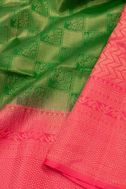 Green Handloom Kanjivaram Soft Silk Saree 10075672