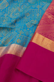 Blue Handloom Kanjivaram Nakashi Soft Silk Saree 10075699