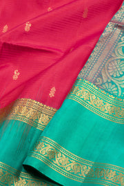 Reddish Pink Handloom Kanjivaram Soft Silk Saree 10075701