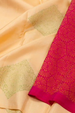 Cream Handloom Kanjivaram Soft Silk Saree 10076141