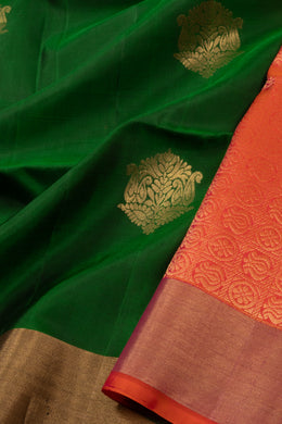 Green Handloom Kanjivaram Soft Silk Saree 10076146