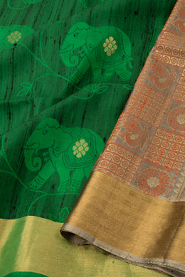 Green Handloom Kanjivaram Soft Silk Saree 10076153