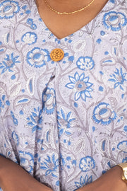 Blue Hand Block Printed Cotton Crop Top 10074294