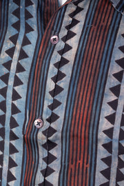 Blue Full Sleeve Jahota Print Modal Silk Mens Shirt 10074382