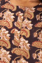 Black Jahota Hand block Printed Cotton Kurti 10072379