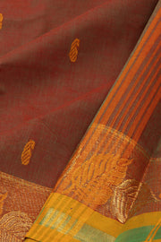 Maroon Handloom Chettinad Cotton Saree 10075075