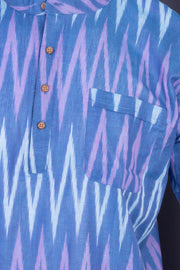Ikat Cotton Men's Short Kurta With Front Pocket 10076952