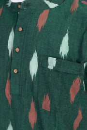 Ikat Cotton Men's Short Kurta With Slim-Fit Design & Front Pocket 10076948