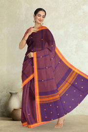Purple Handloom Chettinad Cotton Saree 10075867