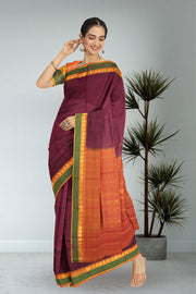  Wine Red Kanjivaram Silk Saree 10075608