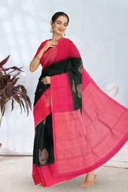 Dark Jungle Green Handloom Kanjivaram Soft Silk Saree 10063771