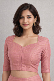 Pink Aari Embroidered Chanderi Silk Cotton Blouse 10068199