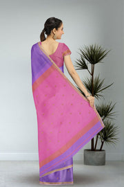  Lavender Maheshwari Silk Cotton Saree 10075261