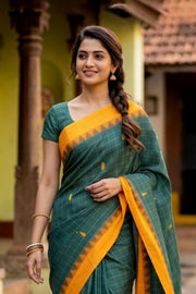Green Handloom Chettinad Cotton Saree 10077328