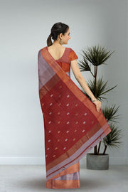 Grey Maheshwari Silk Cotton Saree 10075229