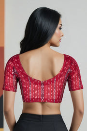 Red Odisha Ikat Cotton Blouse 10075033