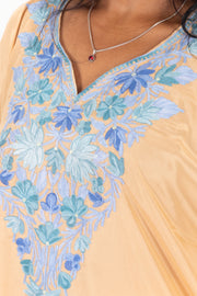 Beige Sozni Embroidered Crepe Silk Kaftan 10064731