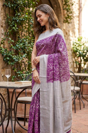 Deep Magenta Tissue Kanjivaram Vegan Silk Saree in with Silver Zari Patterns 10075576