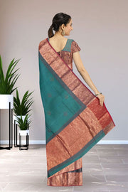 Maroon Hand Block Printed Chanderi Saree 10030028