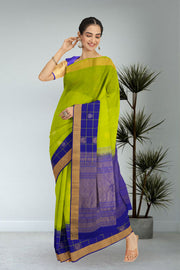 Yellowish Green Handloom Kanjivaram Soft Silk Saree 10075697