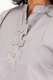 Grey Chinese Collar Cotton  Crop Top  10068104