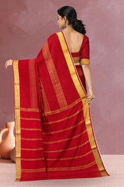 Red Mysore Crepe Silk Saree 10065849