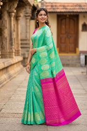 Teal Green Kanjivaram Silk Saree 10077923