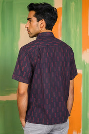 Indigo Handblock Print Pre-Washed Pure Cotton Crop Shirt 10074619