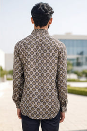 Grey Full Sleeve Vanaspathi Print Modal Silk Mens Shirt 10074059