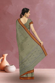 Green Handloom Chettinad Cotton Saree Without Blouse 10075201