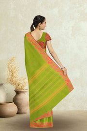 Green Handloom Chettinad Cotton Saree 10075090