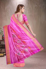 Electric Pink Kanjivaram Silk Vegan Saree 10075584