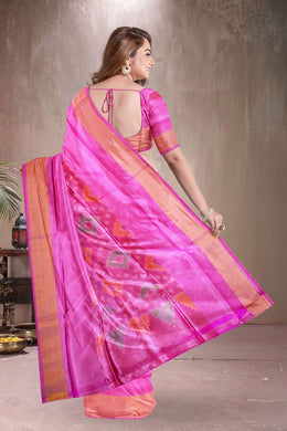 Electric Pink Kanjivaram Silk Vegan Saree 10075584