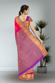 Magenta Kanjivaram Vegan Silk Saree with Contrast Pallu 10073887