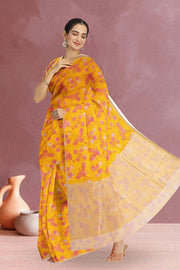 Yellow Handloom Printed Chanderi Saree 10071066