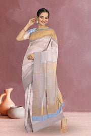 Kanjivaram Tissue Visose Vegan Silk Saree in Gold & Silver Zari Body and Gold Tissue Pallu 10075575