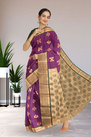 Purple  Kanjivaram Vegan Silk Saree 10076027