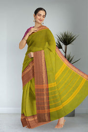 Green Handloom Chettinad Cotton Saree 10075801