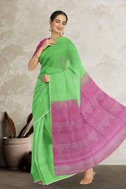 Green Handloom Kanjivaram Soft Silk Saree 10063776