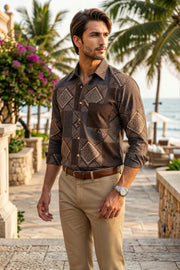 Cocoa Brown Full Sleeve Ajrakh Printed Cotton Men's Shirt 10076863