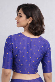 Blue Aari Embroidered Chanderi Silk Cotton Blouse 10068923