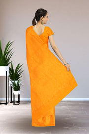 Yellow Handloom Jamdani Style Cotton Saree with Blouse 10074214