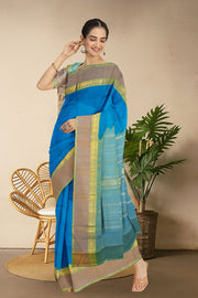 Rich Electric Blue Kanjivaram Silk Saree 10075605
